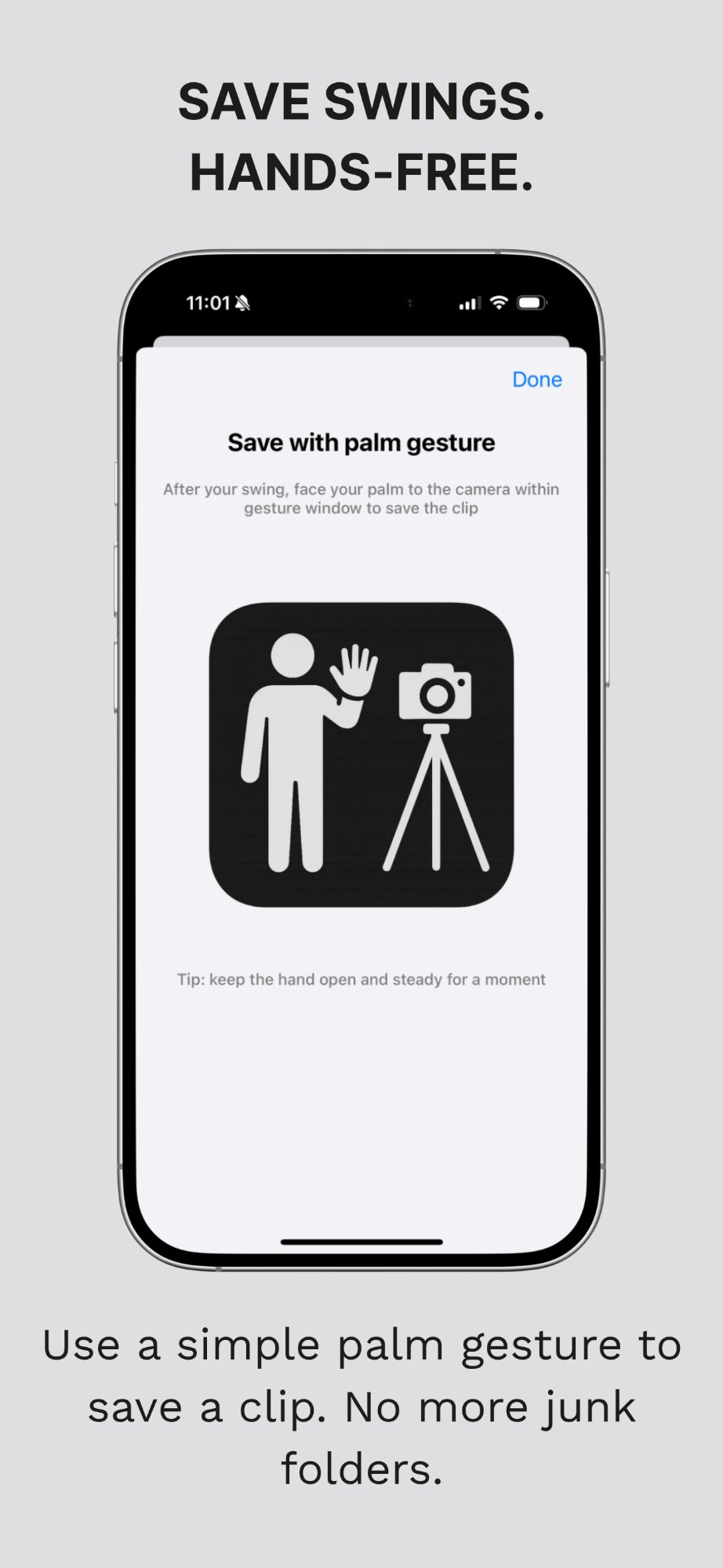 Palm gesture to save clips